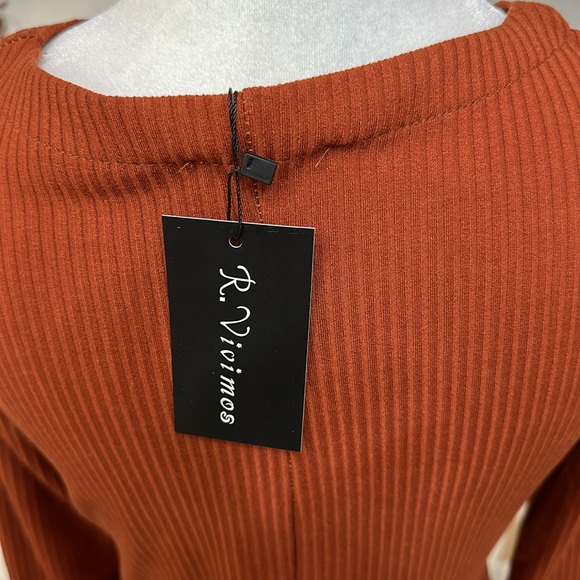 Brand new button front dress! Stretchy ribbed material! Great for Thanksgiving! - Picture 4 of 4